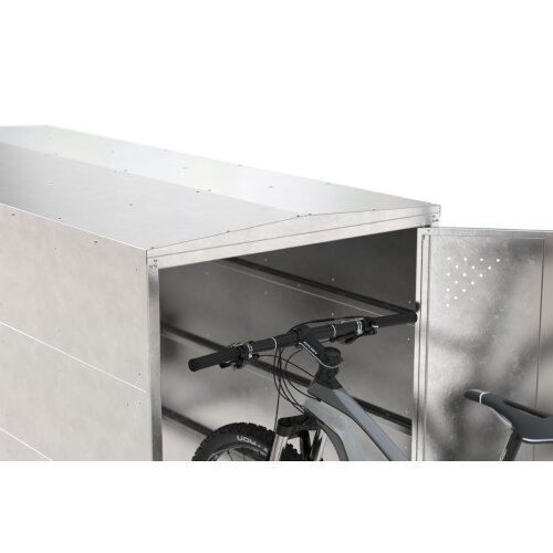 BikeBox 1 Basic, feuerverzink. Stahlblech, Flachdach, Seitenwand links u. rechts