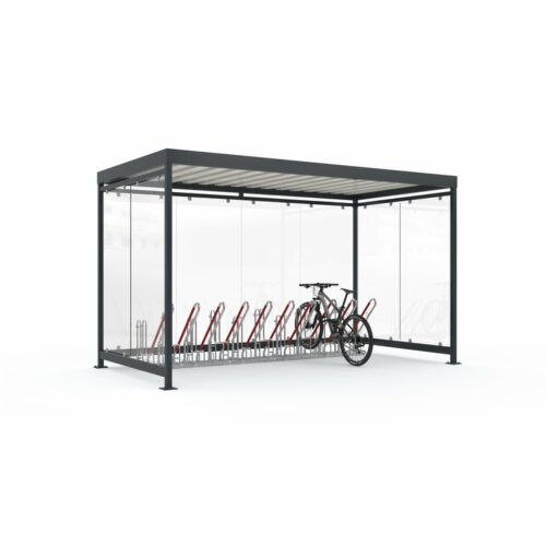 Fahrradüberdachung K4 b/b, einseitig Anlieferung und Montage Bausatz - Selbstabladung  Beleuchtung ohne  Fahrradständer ohne