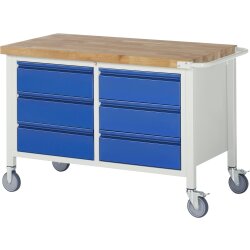Fahrbare Werkbank, rechts und links je 1x Schublade und...