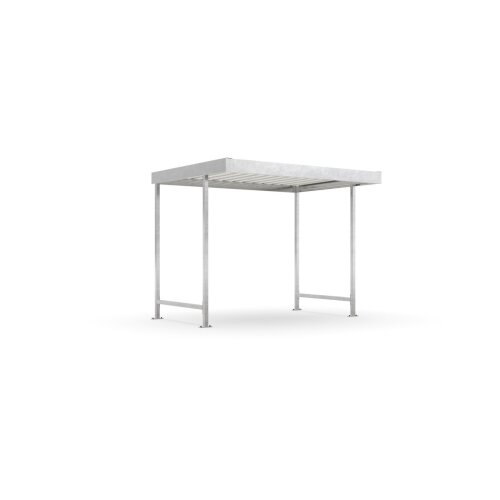 Überdachungssystem Leipzig L12, einseitig, Tiefe 2200 mm Korpus Farbe Silber  Regenrinne ohne  Rückwand Nein