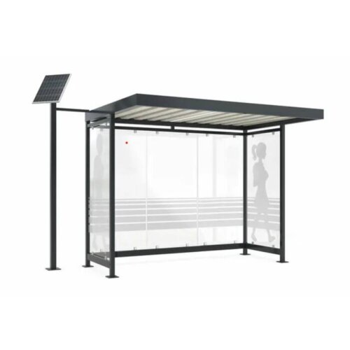 Raucherunterstand Modell K3 c/b Anlieferung und Montage Bausatz - Selbstabladung  Beleuchtung ohne  Seitenwände und Rückwand/Dekor/Sichtschutz glashell