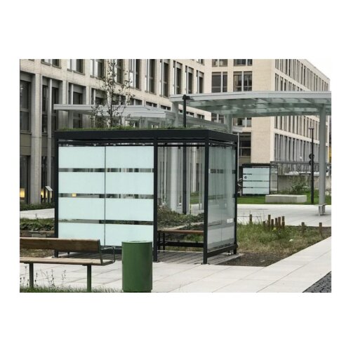 Wartehalle Modell K2 a/a, einseitig Anlieferung und Montage Bausatz - Selbstabladung  Beleuchtung ohne  Seitenwände und Rückwand/Dekor/Sichtschutz glashell