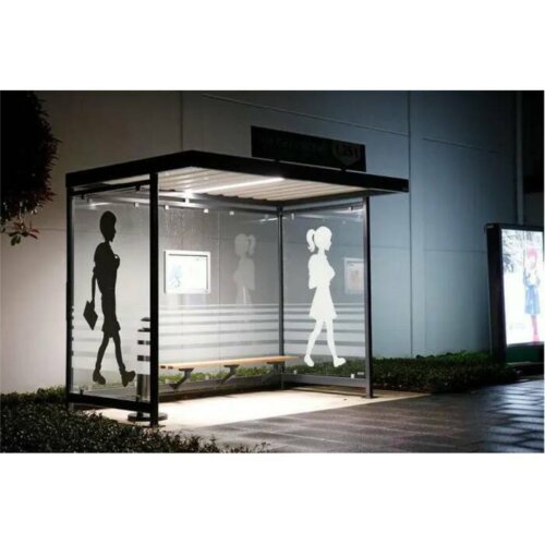 Wartehalle Modell K4 b/b, einseitig Anlieferung und Montage Bausatz - Selbstabladung  Beleuchtung ohne  Seitenwände und Rückwand/Dekor/Sichtschutz glashell