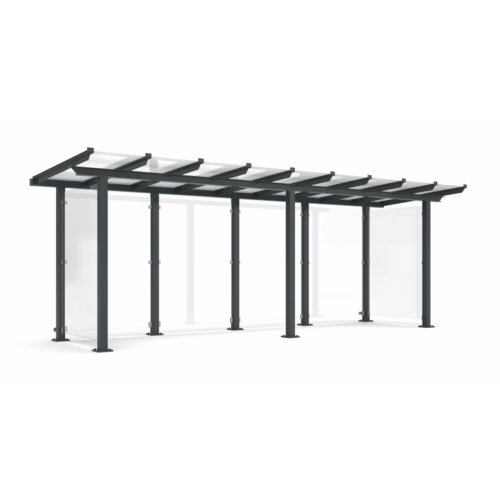 Wartehalle Modell P14, einseitig Anlieferung fertig montiert - Selbstabladung  Beleuchtung ohne  Seitenwände und Rückwand/Dekor/Sichtschutz ESG - glashell