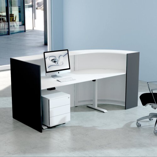 Empfangstheke Bogenform Arbeitsfläche höhenverstellbar