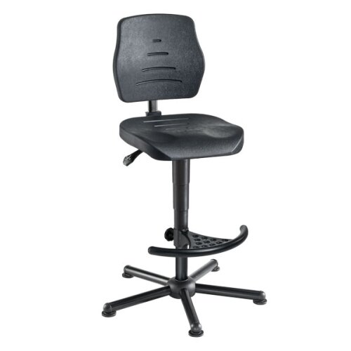 Arbeitsdrehstuhl hoch mit Fußring PU