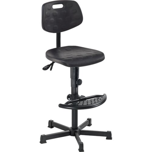 Arbeitsdrehstuhl hoch manuelle Höhenverstellung mit Fußhalbring hochklappbar