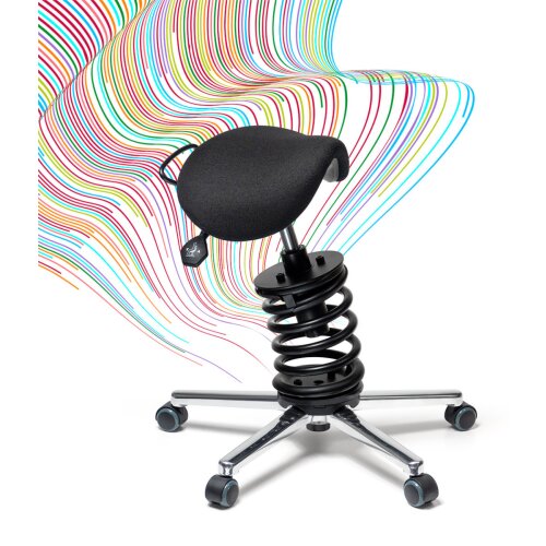 Federhocker Sattel klein auf Sitz-Stop-Rollen