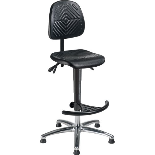 Arbeitsdrehstuhl hoch PU Alu mit Fußstütze