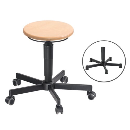 Arbeitshocker Buche mit stabilen Stahlfusskreuz