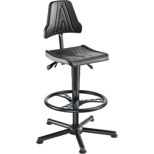 Arbeitsdrehstuhl PU schwarz mit Aufstiegshilfe