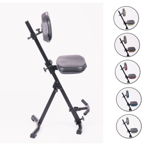 Stehhilfe mit klappbarer Aufstiegshilfe verschiedenen Zierstreifen