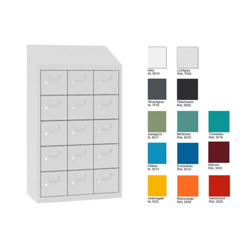Kleinfachschrank 15 Fächer mit Schrägdach