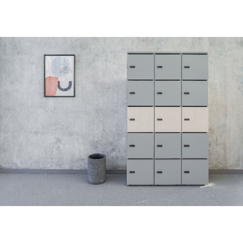 Schliessfachschrank Holz mit Einwurfschlitz, Abteilbreite 400 mm, 5 Fächer