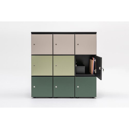 Schliessfachschrank Holz mit Einwurfschlitz, Abteilbreite 450 mm, 3 Fächer