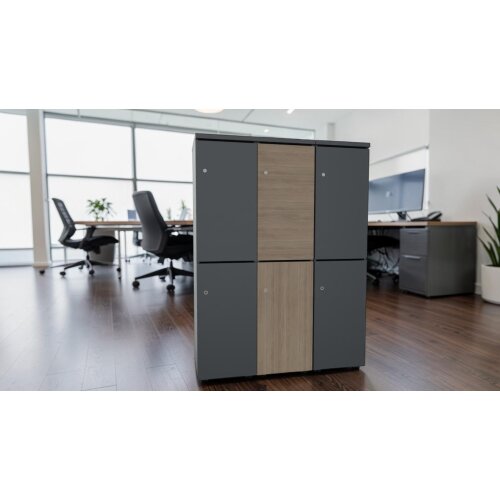 Schliessfachschrank Holz mit Einwurfschlitz, Abteilbreite 400 mm, 2 Doppelschließfächer