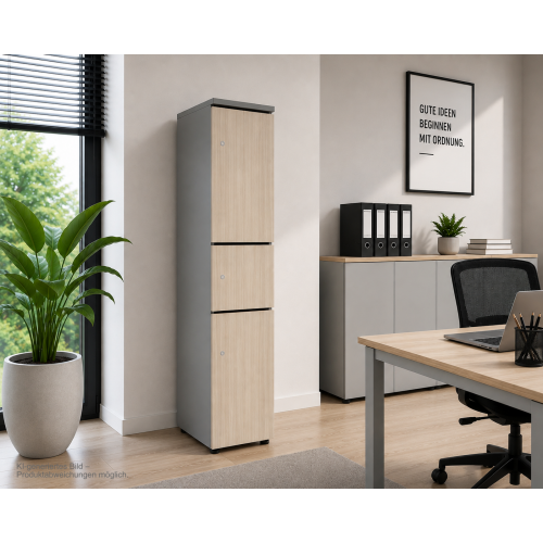 Schliessfachschrank Holz mit Einwurfschlitz, Abteilbreite 400 mm, 2 Doppelschließfächer, 1 Kleinfach