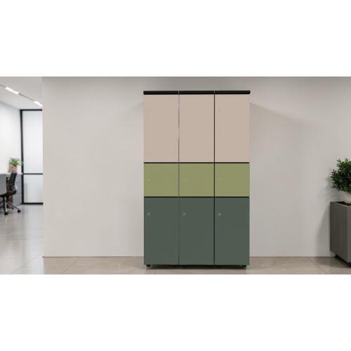 Schliessfachschrank Holz mit Einwurfschlitz, Abteilbreite 400 mm, 2 Doppelschließfächer, 1 Kleinfach