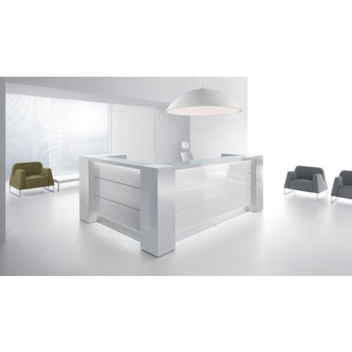 Empfangstheke Vero Ecke 291 cm breit mit Regal Endlement