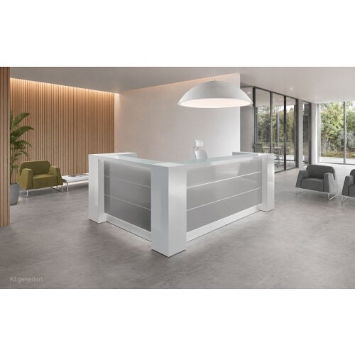 Empfangstheke Vero Ecke 291 cm breit mit Regal Endlement
