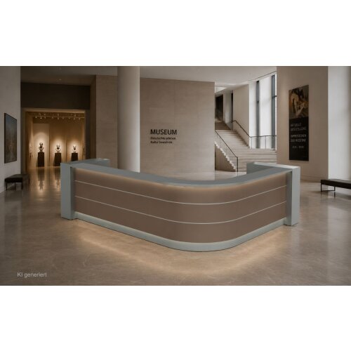 Empfangstheke Vero 353 cm breit Winkelform mit Regal Endlement