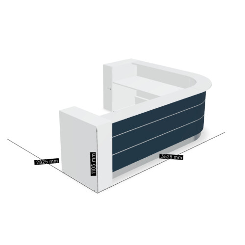 Empfangstheke Vero 353 cm breit Winkelform mit Regal Endlement
