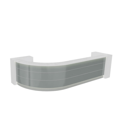 Empfangstheke Vero 421 cm breit mit Regal Endlement, L-Form, Bogen links oder rechts
