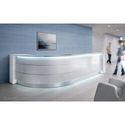 Empfangstheke Vero 421 cm breit mit Regal Endlement,...