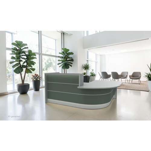 Empfangstheke Vero 244 cm breit Ecke mit Beratungsplatz