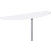 Anbautisch Bogenform, Anbau an Schreibtischseite, 160x50 cm Weiss/Silber