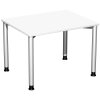 Schreibtisch Rundfuss, höhenverstellbar, 100x80 cm Weiss/Silber