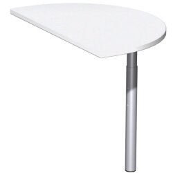 Besprechungsanbau halbrund, 50x80 cm Weiss/Silber