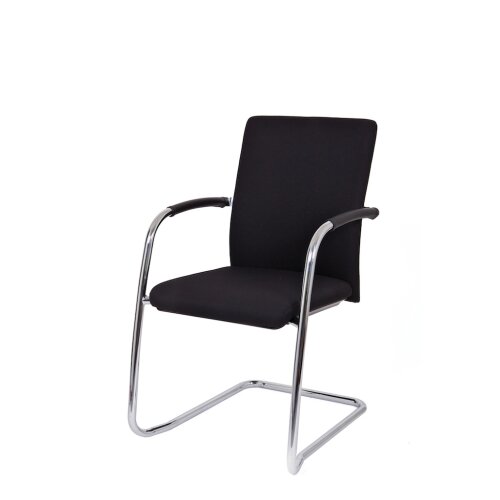 Komfort Freischwinger mit extra stabilem Gestell, Stoff schwarz