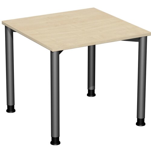 Schreibtisch Rundfuss Gestell, höhenverstellbar, 80 x 80 cm Ahorn/Anthrazit