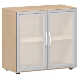 Aktenschrank 2 Ordnerhöhen mit satinierten...