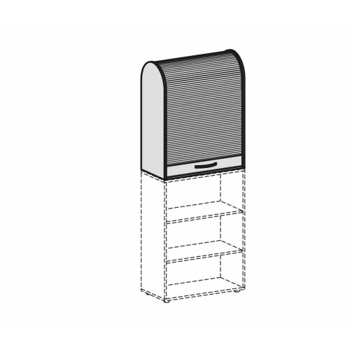 Querrollladenschrank abgerundet 2 Ordnerhöhen 100 cm breit, Dekor Korpus: Lichtgrau