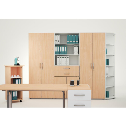 Regal 5 Ordnerhöhen 181 cm hoch 80 cm breit, Dekor Buche Dunkel