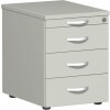 Rollcontainer 60 cm tief, 3+1 Schubladen, Dekor Front: Lichtgrau, Dekor Korpus: Lichtgrau