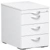 Rollcontainer 60 cm tief, 3+1 Schubladen, Dekor Front: Weiss, Dekor Korpus: Weiss