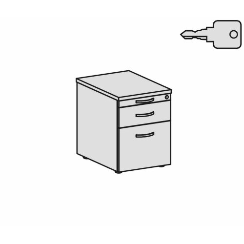 Rollcontainer 60 cm tief, Hängeregistratur und Kunststoff-Schubfach, Dekor Front: Nussbaum Dunkel, Dekor Korpus: Nussbaum Dunkel
