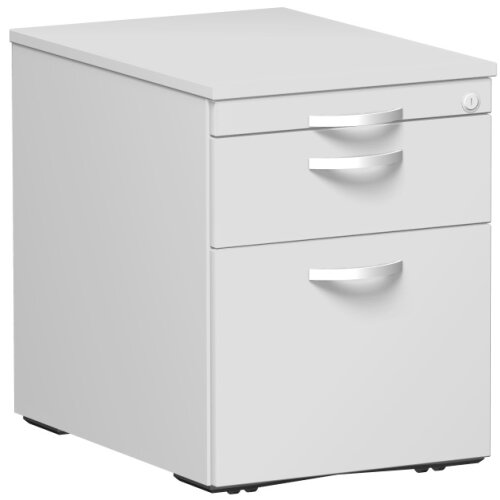 Rollcontainer 60 cm tief, Hängeregistratur und Kunststoff-Schubfach, Dekor Front: Lichtgrau, Dekor Korpus: Lichtgrau