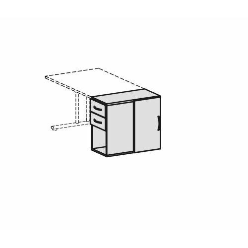 Anstell-Schrank mit Schubkasteneinsatz und Flügeltür, Dekor Front: Lichtgrau, Dekor Korpus: Lichtgrau