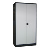 Stahlschrank 195 cm hoch, 100cm breit, 50 cm tief, Korpus: Lichtgrau, Türen: Zinkgelb, Fachböden: gepulvert in Korpusfarbe