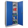 Stahlschrank 195 cm hoch, 100cm breit, 50 cm tief, Korpus: Lichtgrau, Türen: Zinkgelb, Fachböden: gepulvert in Korpusfarbe