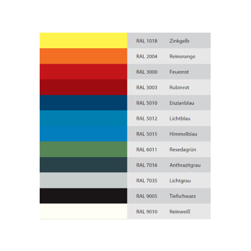 Stahlschrank 100 cm hoch, 100 cm breit, 50 cm tief, Korpus: Lichtgrau, Türen: Zinkgelb, Fachböden: gepulvert in Korpusfarbe