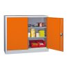 Stahlschrank 100 cm hoch, 120 cm breit, 50 cm tief, Korpus: Lichtgrau, Türen: Himmelblau, Fachböden: gepulvert in Korpusfarbe
