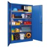 Stahlschrank 195 cm hoch, 120cm breit, 40 cm tief, Korpus: Lichtgrau, Türen: Zinkgelb, Fachböden: gepulvert in Korpusfarbe