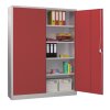 Stahlschrank 195 cm hoch, 150 cm breit, 60 cm tief, Korpus: Anthrazitgrau, Türen: Zinkgelb, Fachböden: gepulvert in Korpusfarbe