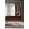 Empfangstheke Linear, Breite: 286 cm, Korpus: Nuss Canaletto, Ablage: Leder anthrazit