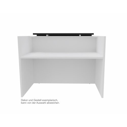 Empfangstheke Singlemodul, Breite: 146 cm, Korpus: Weiss, Ablage: Nuss Canaletto  (Melamin)